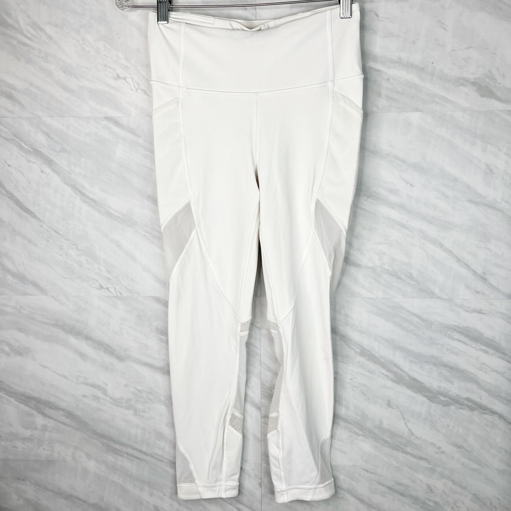 Lululemon White Luxe High Waisted Sheer Side Leggings 6